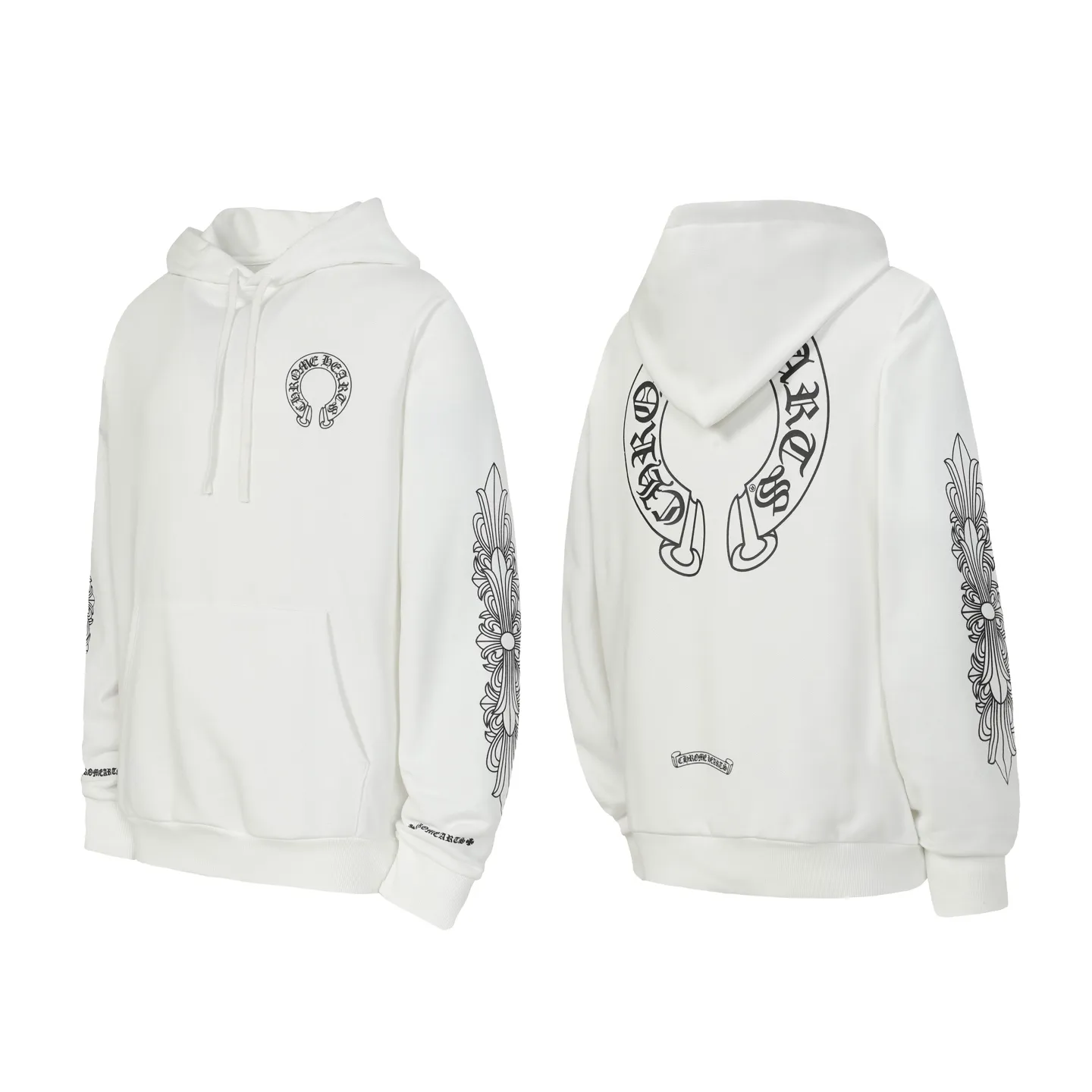 P230 #2120 cross-border model, please do not place an order if you are pursuing quality - Chrome Hearts/Chrome Hearts basic horseshoe Sanskrit printed hooded sweatshirt - High weight, high density and high quality, soft, delicate and skin-friendly wool, soft and silky to the touch, excellent warmth and skin-friendly properties - Customized weaving and dyeing, no color difference, no matter the fabric or workmanship details, beat the ordinary version on the market - Hardware zipper accessories are all customized, full of details -Colour: black White -Size: S M L XL